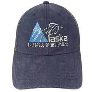 Fahrenheit Headwear Trucker Hat Blue Gray OS Alaska Cruises Sport Fishing